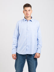 GMF - Camicia con trama microspinata azzurra