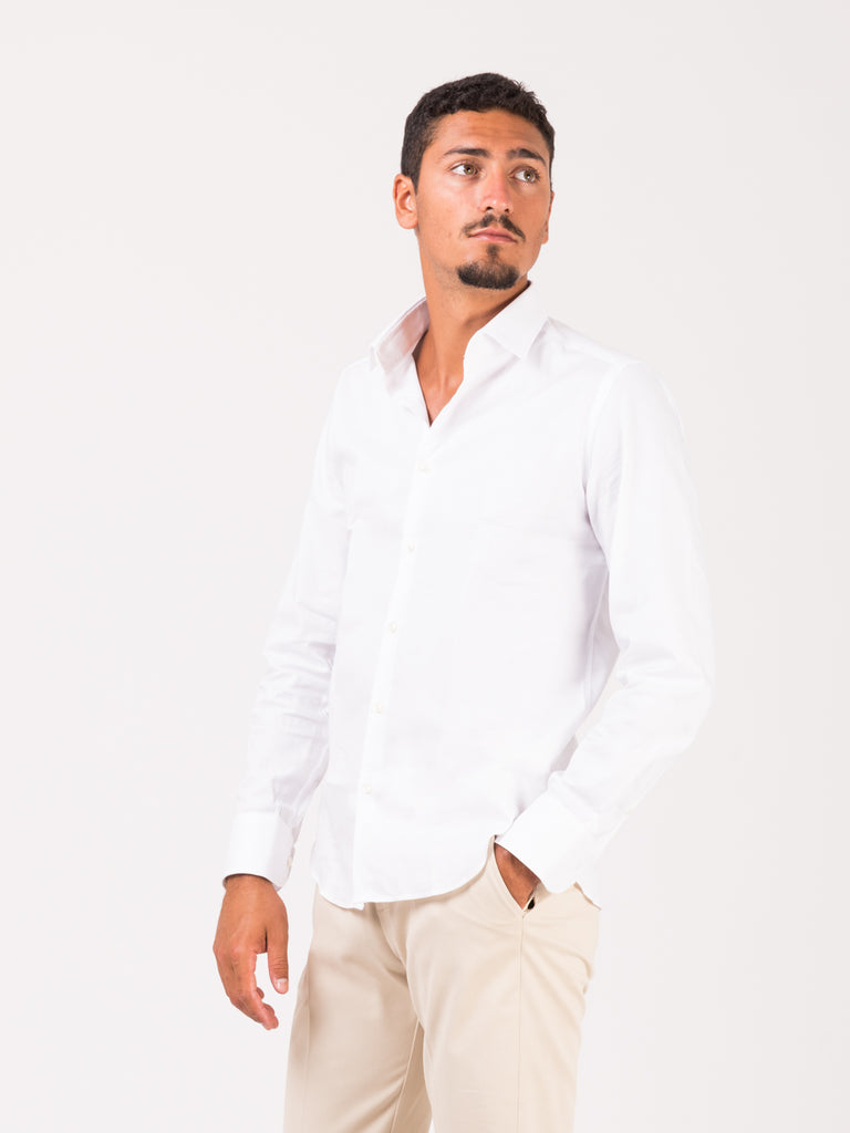GMF - Camicia cotone lavorato bianca