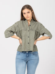 GMF - Camicia Emily cotone / lino verde