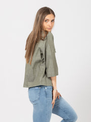 GMF - Camicia Emily cotone / lino verde