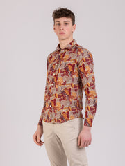 GMF - Camicia foglie tropicali rosso / beige