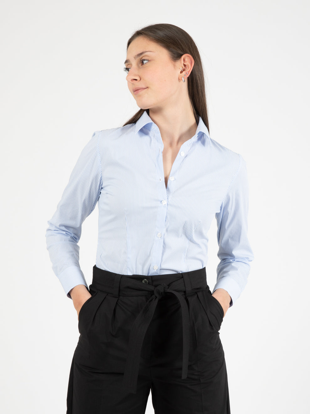 Camicia Marilyn a righe bianco / azzurro