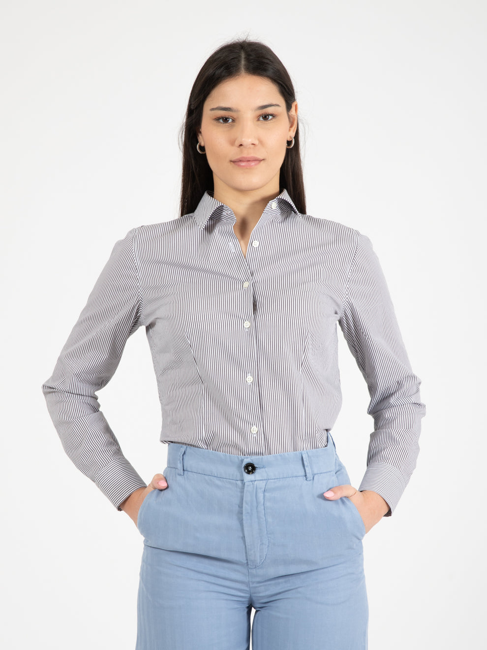 Camicia Marilyn a righe bianco / marrone