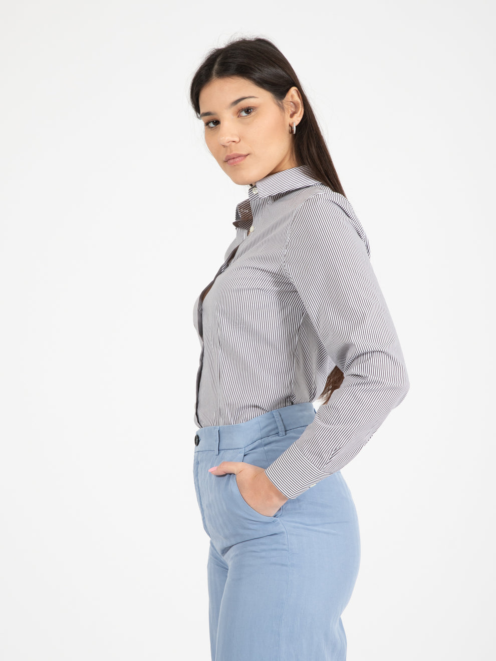Camicia Marilyn a righe bianco / marrone