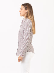 GMF - Camicia Mary slim righe bianco / marrone