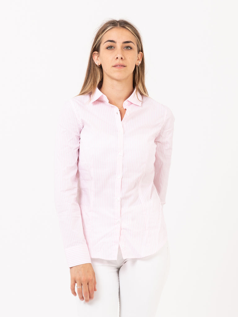 GMF - Camicia Mary slim righe bianco / rosa