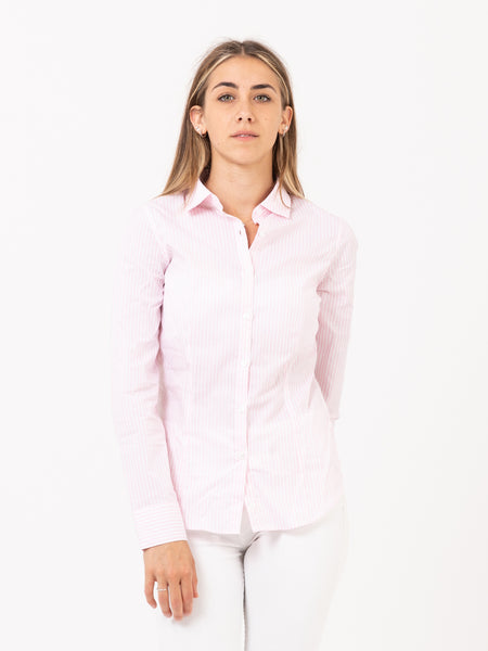 Camicia Mary slim righe bianco / rosa