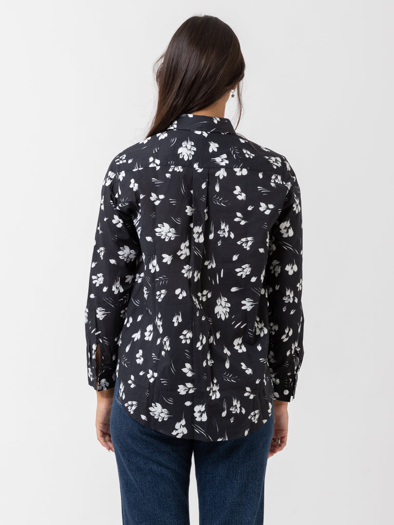 GMF - Camicia Mia nera con fiori  effetto pennellate