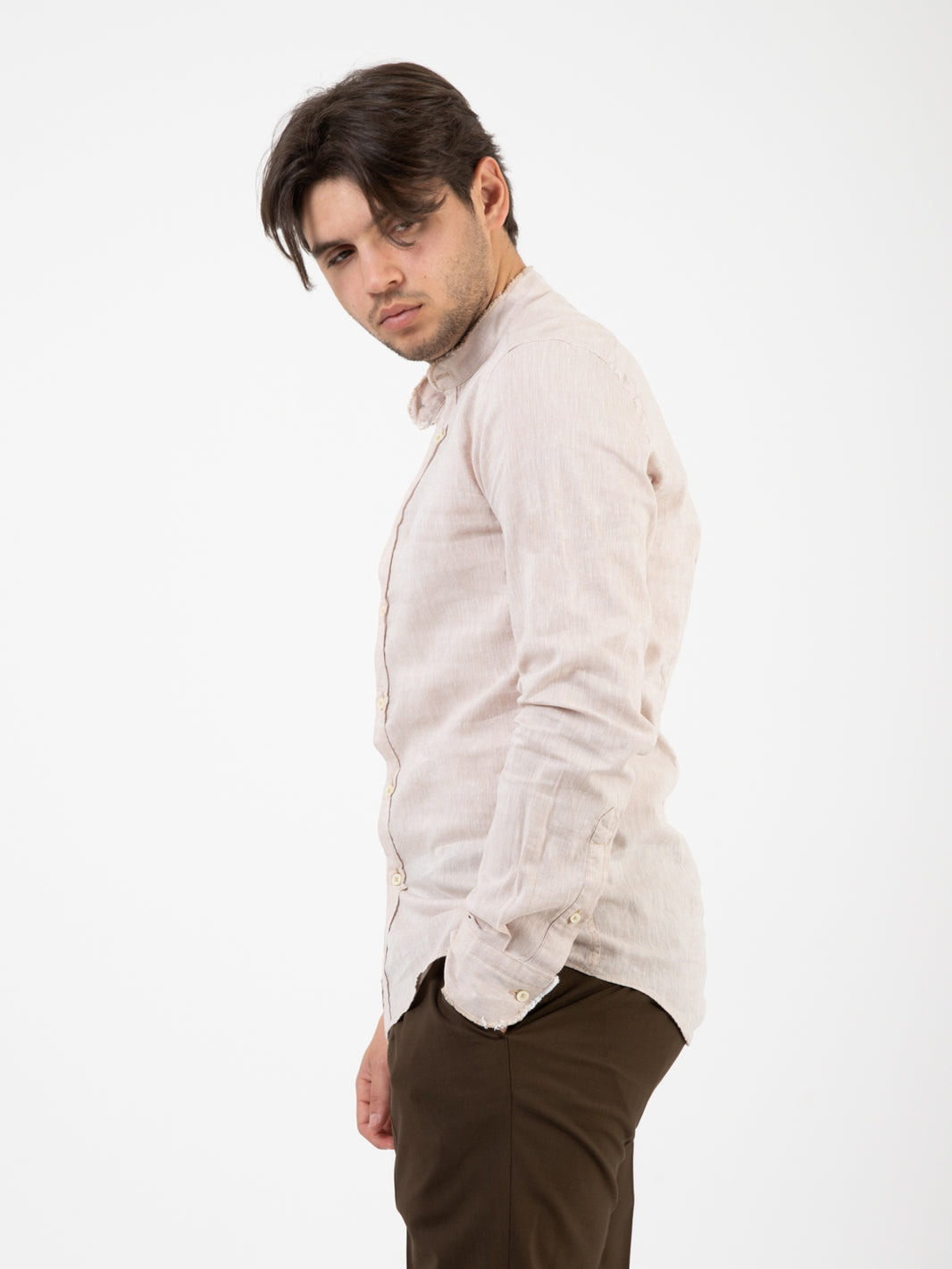 Beige fringed korean shirt
