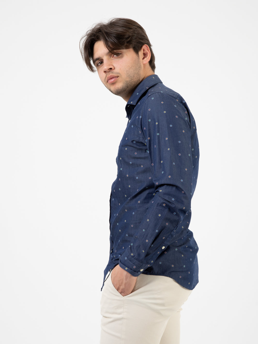Blue floral patterned shirt