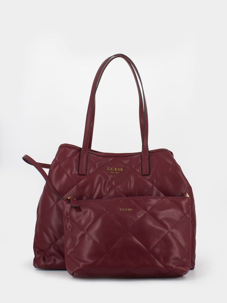 GUESS - Shopper Vikky large matelassé merlot