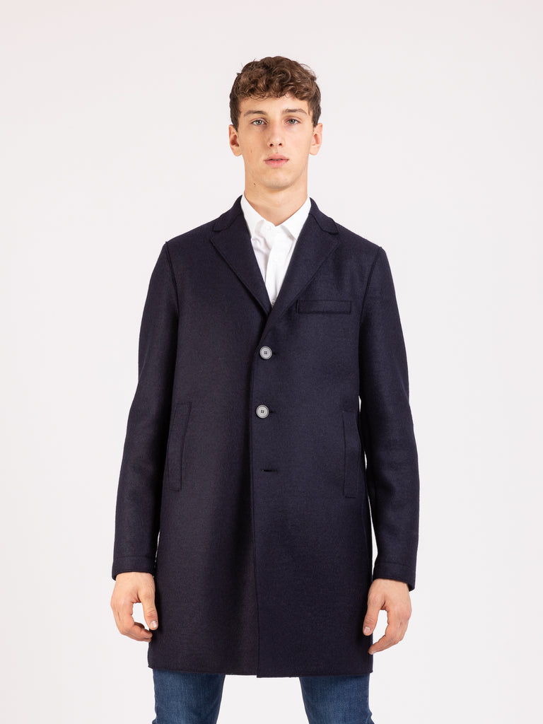 HARRIS WHARF LONDON - Cappotto boxy pressed wool navy blue