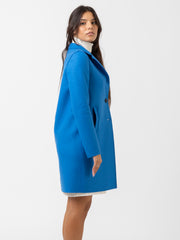 HARRIS WHARF LONDON - Cappotto button up boxy pressed wool cobalt blue