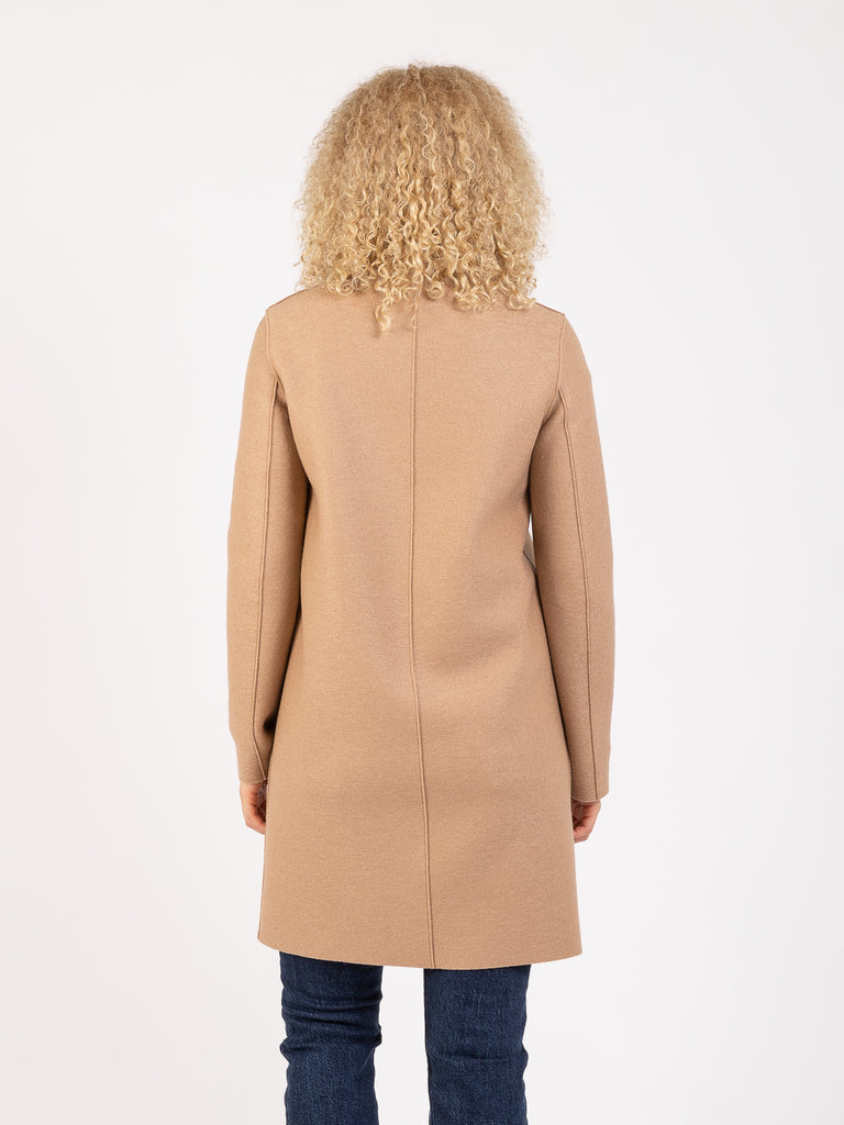 HARRIS WHARF LONDON - Cappotto button up boxy pressed wool tan