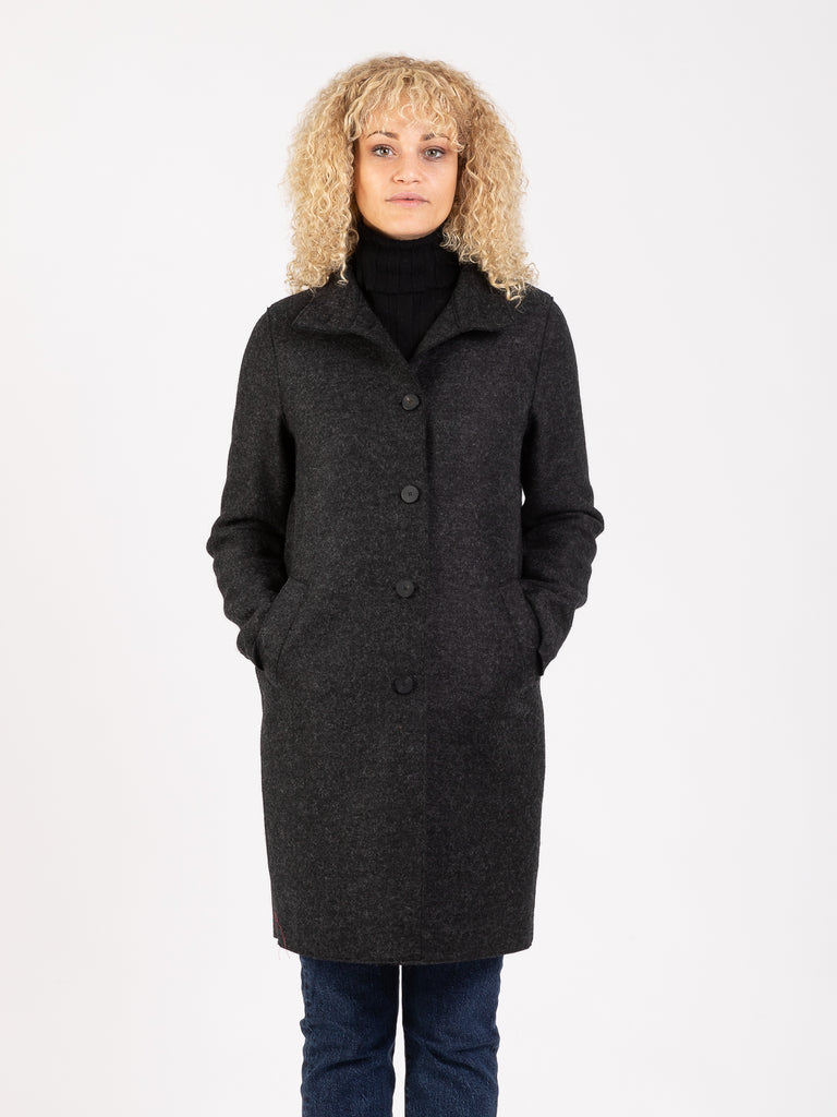 HARRIS WHARF LONDON - Cappotto egg shaped pressed wool antracite