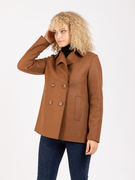 Cappotto peacoat pressed wool caramel