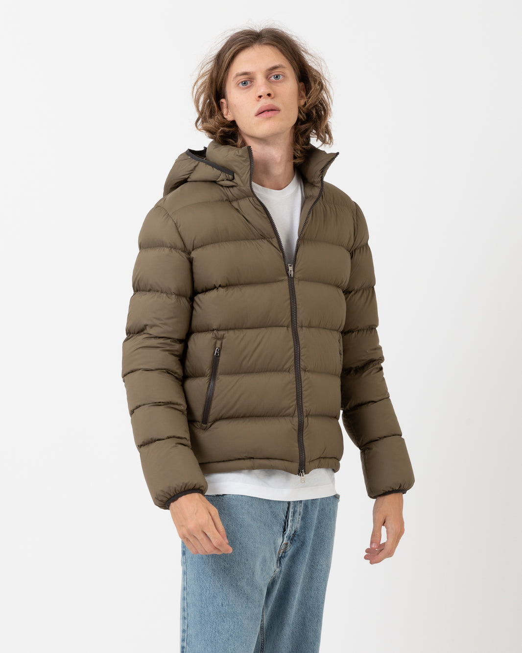 Classic military green down jacket