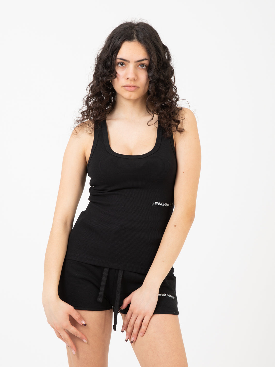 Black ribbed tank top
