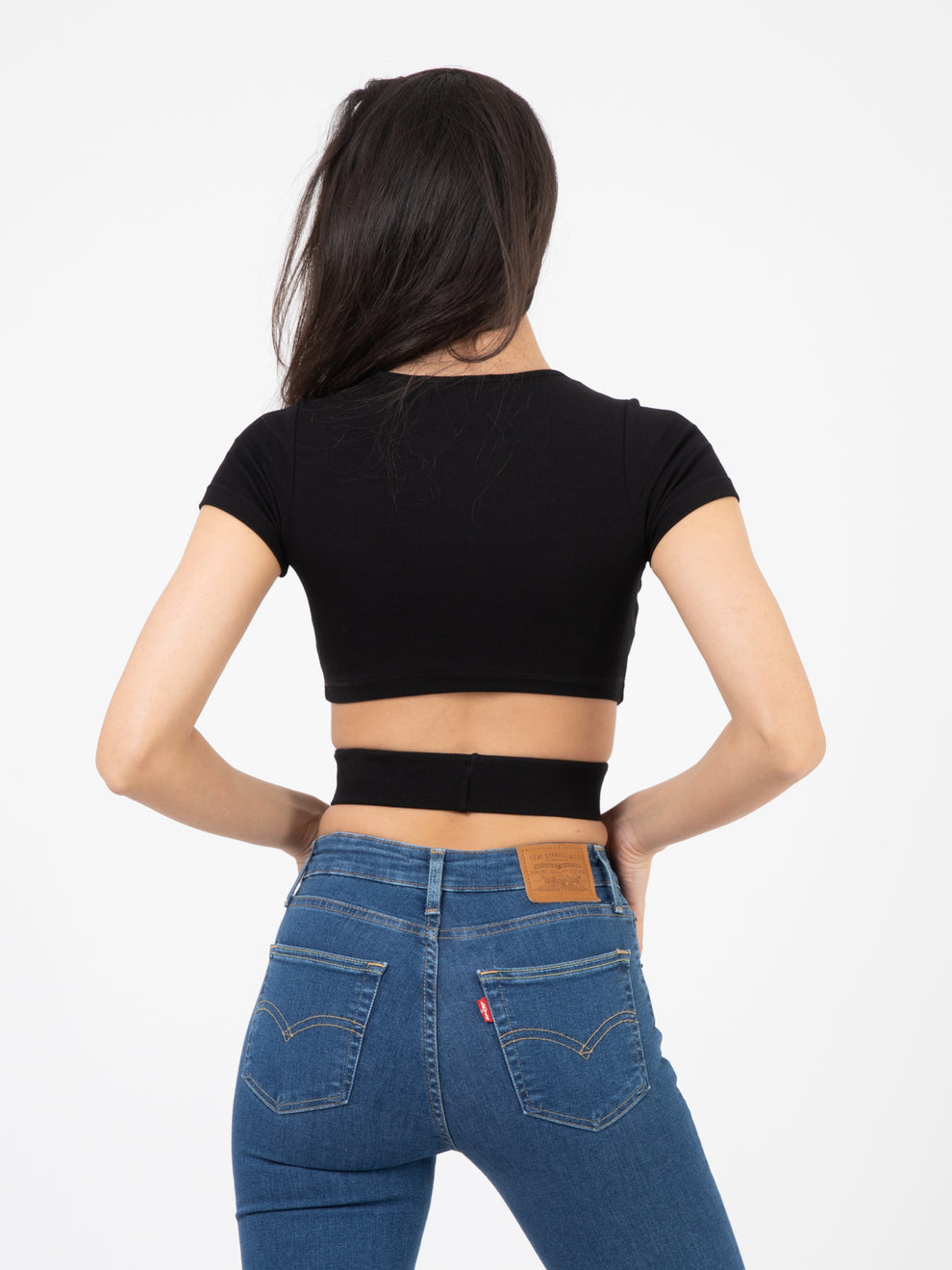 Crop Top costina nero