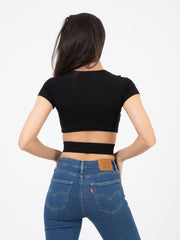 HINNOMINATE - Crop Top costina nero