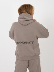 HINNOMINATE - Felpa cappuccio con tasca grigio fango
