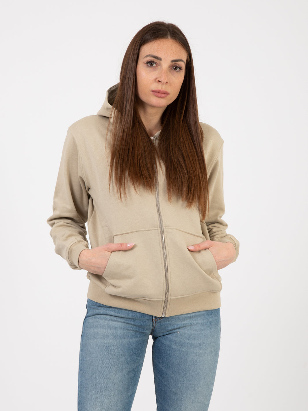 Sand beige zip up sweatshirt