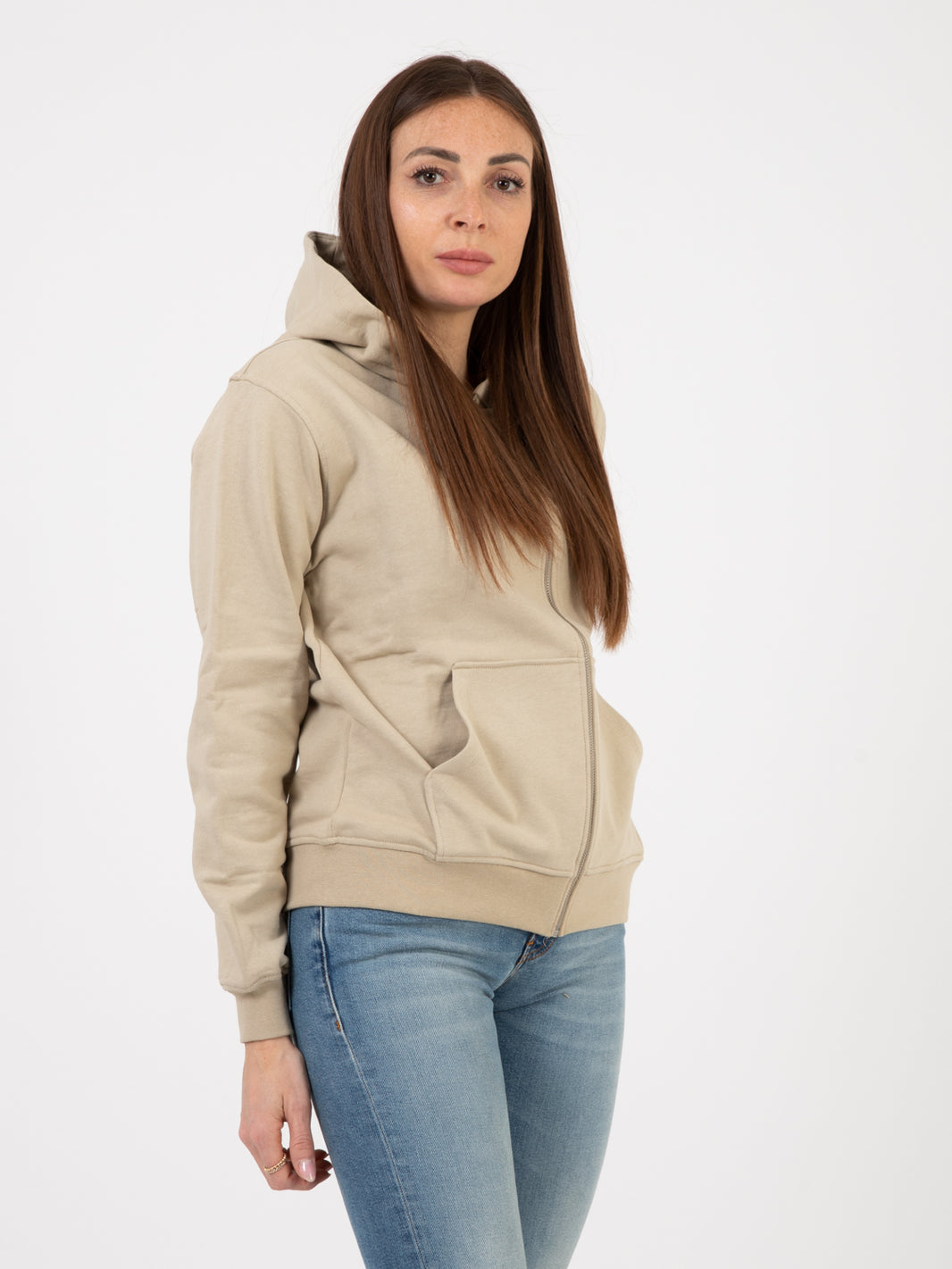 Sand beige zip up sweatshirt