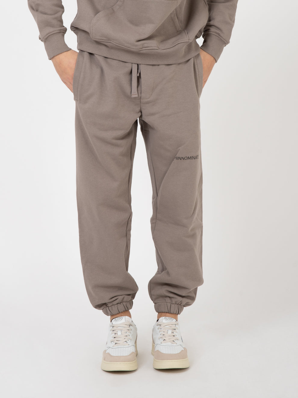 Mud Grey Printed Fleece Joggers