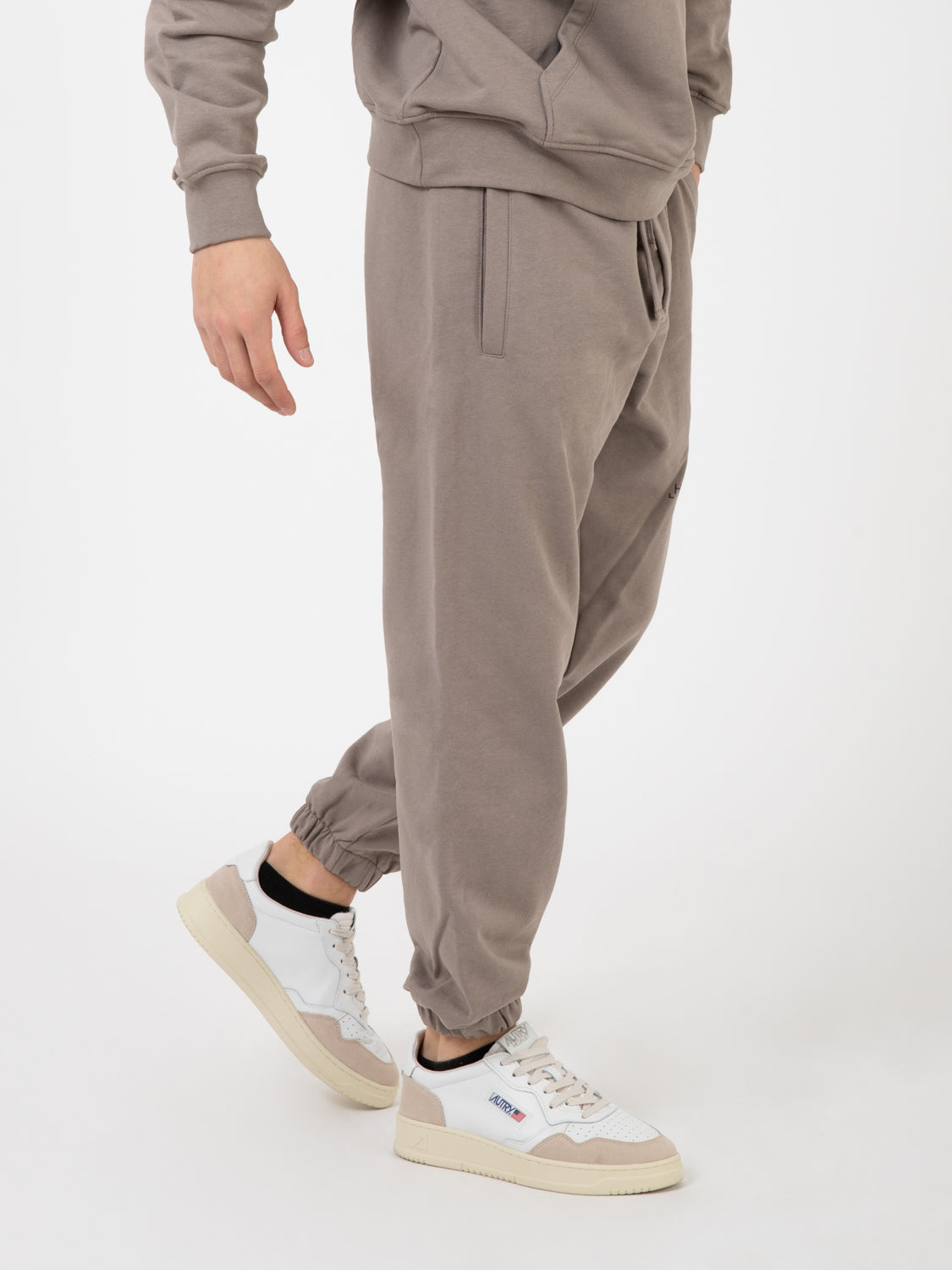 Mud Grey Printed Fleece Joggers