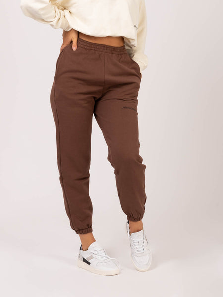 Joggers cioccolato con logo lettering