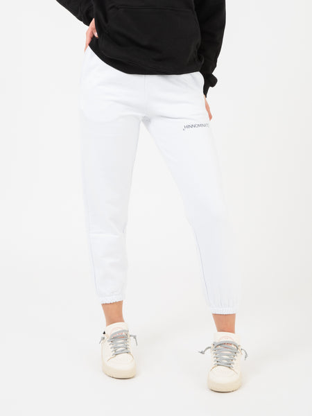 Joggers in felpa con stampa bianco