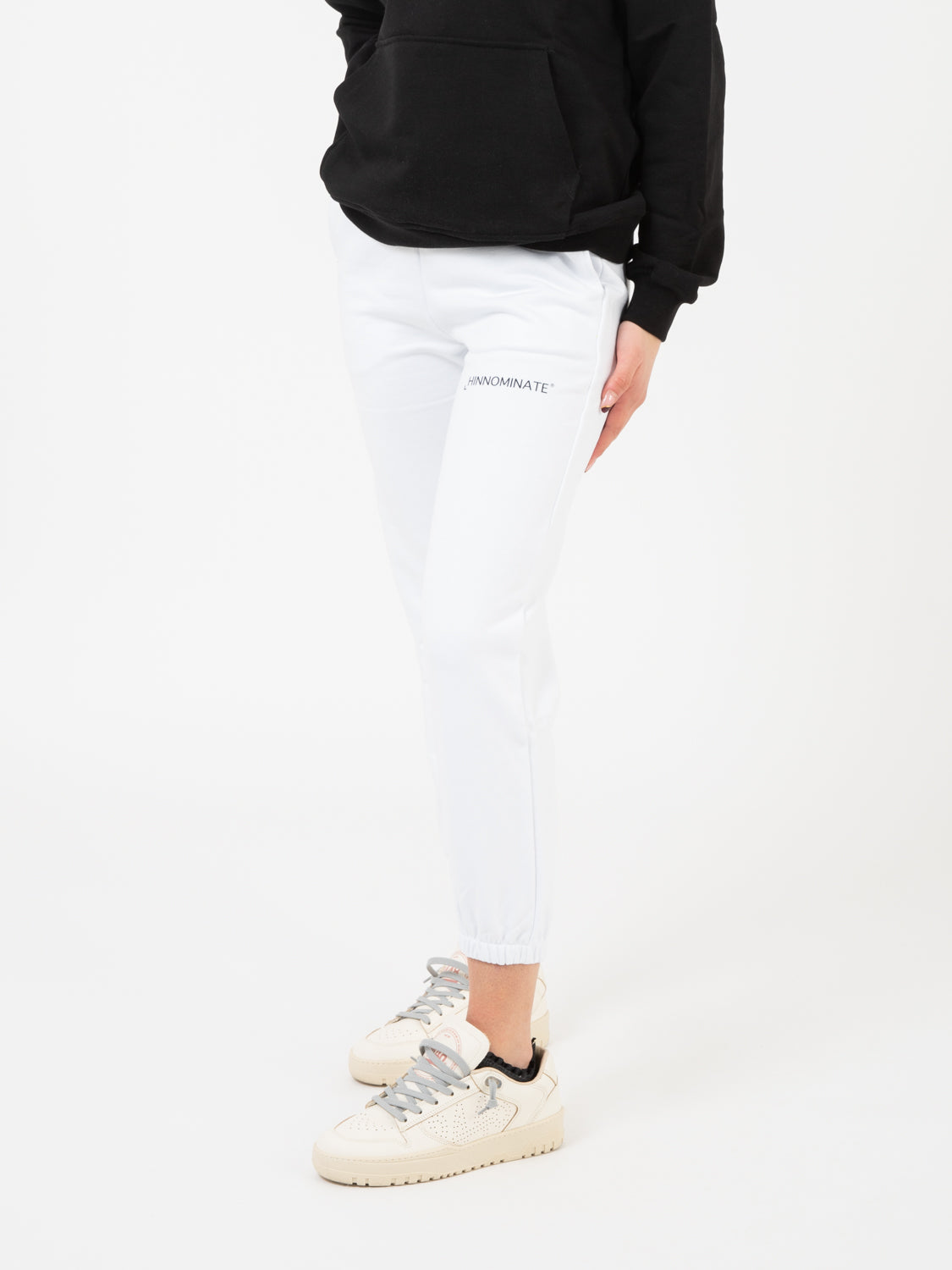 Joggers in felpa con stampa bianco