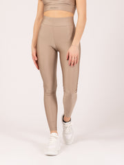 HINNOMINATE - Leggings lycra beige nocciola con logo