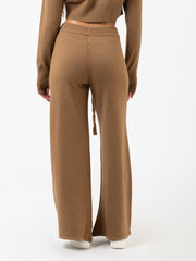HINNOMINATE - Pantaloni ampi in maglia marrone caffè