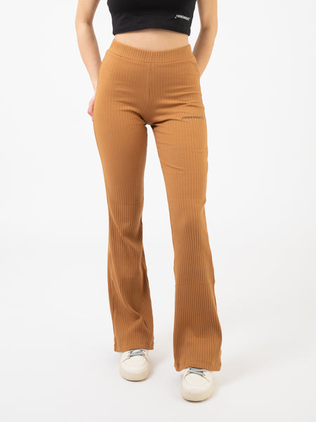 Pantaloni costina con stampa beige