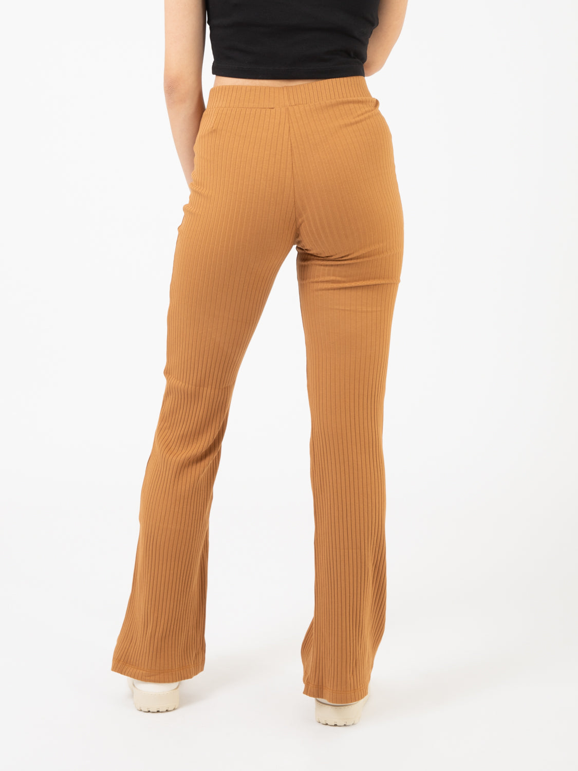 Pantaloni costina con stampa beige
