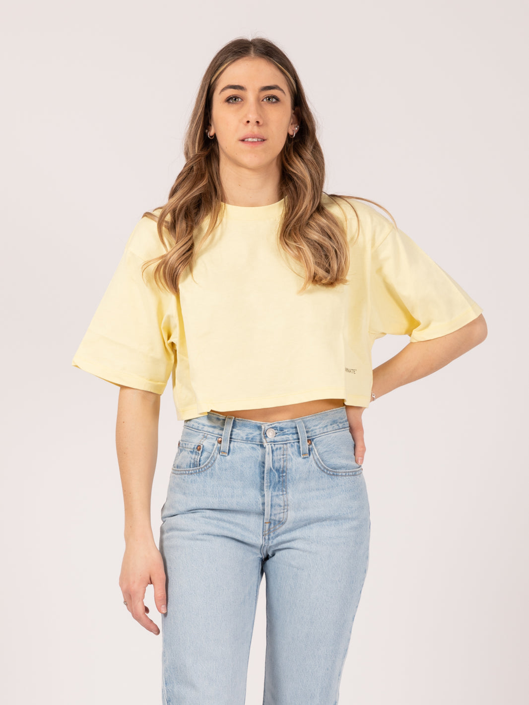 T-shirt corta jersey giallo paglia