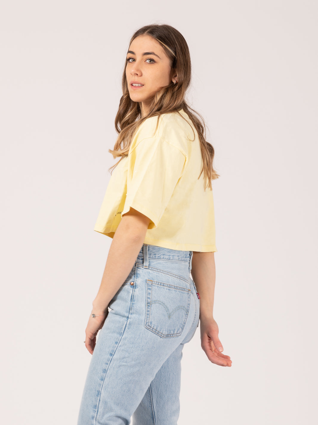 T-shirt corta jersey giallo paglia
