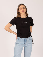 HINNOMINATE - T-shirt in jersey nera con arricciatura