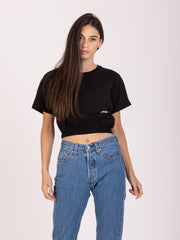 HINNOMINATE - T-shirt nera crop con elastico