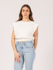 HINNOMINATE - T-shirt smanicata off white fondo elastico