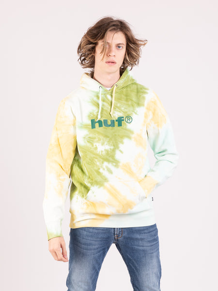 Felpa hoodie tie-dye verde / oro