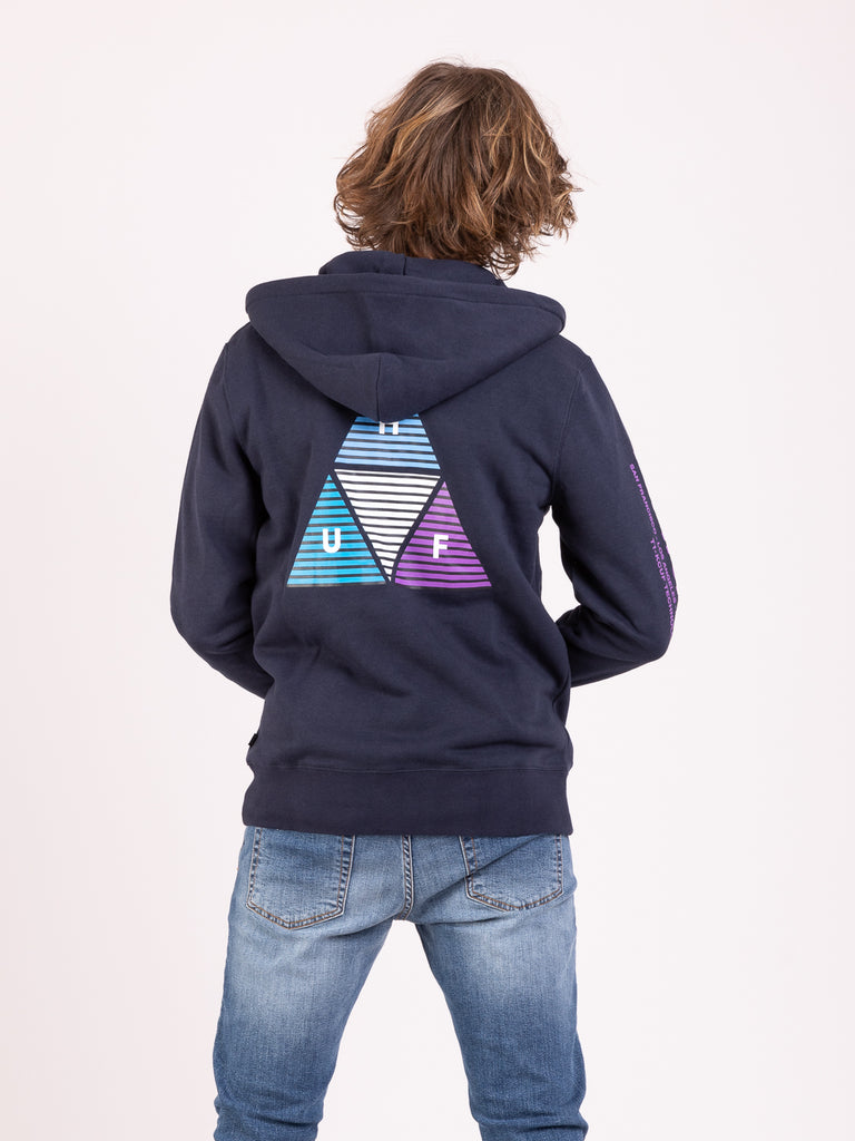 HUF - Felpa hoodie zip Prism navy blazer