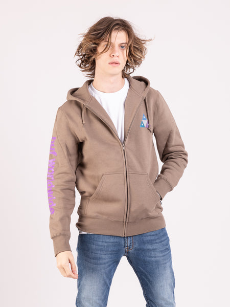 Felpa hoodie zip Prism walnut