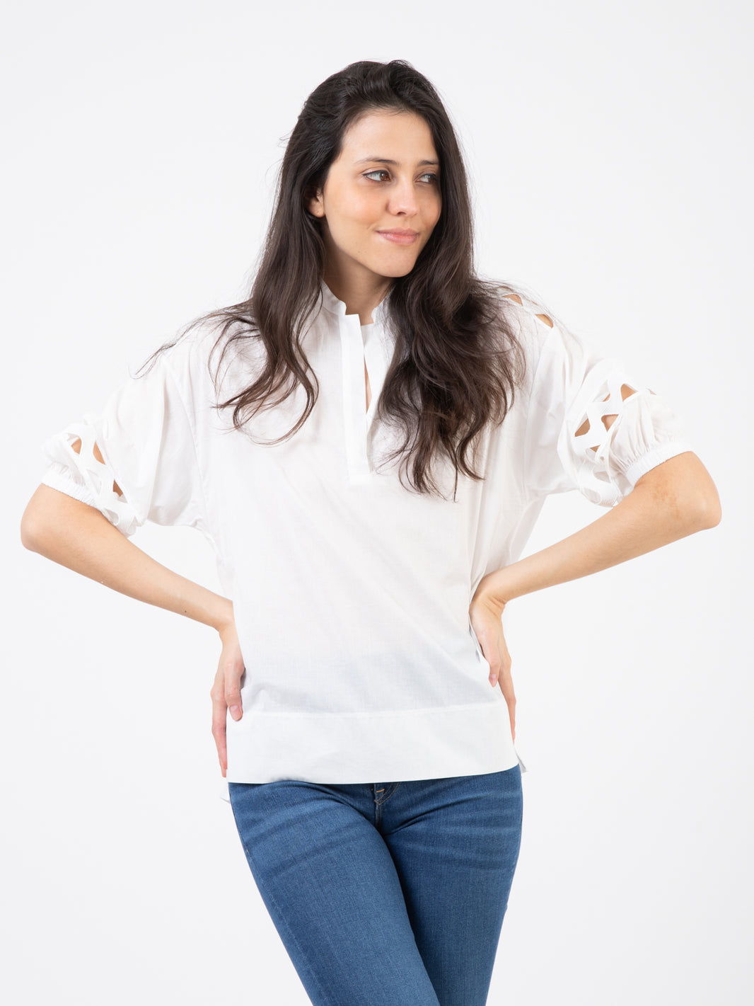 Short sleeve shirt with cut out detail