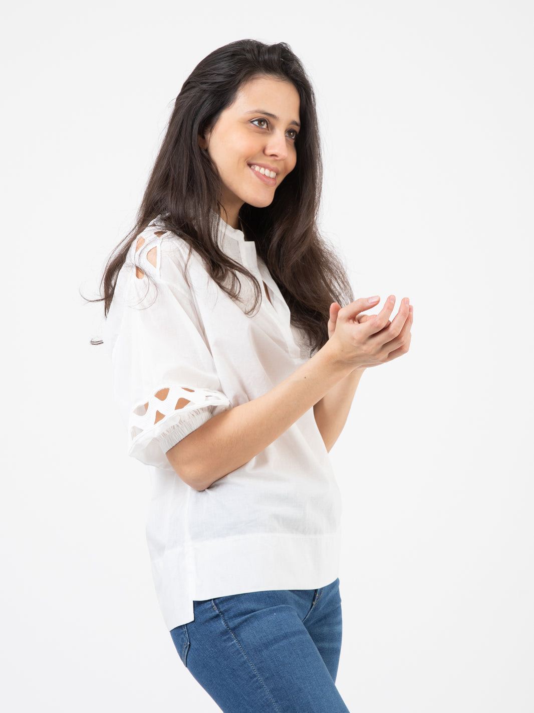 Short sleeve shirt with cut out detail