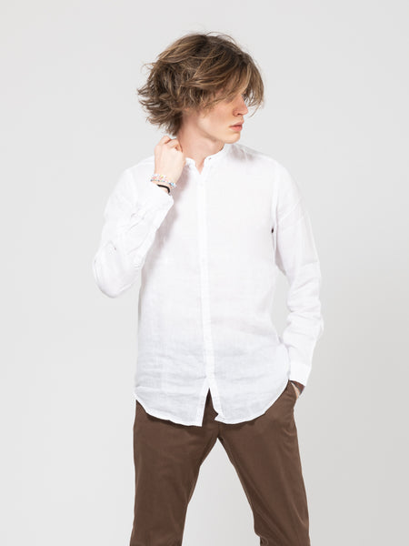 Camicia Coreana slim lino white