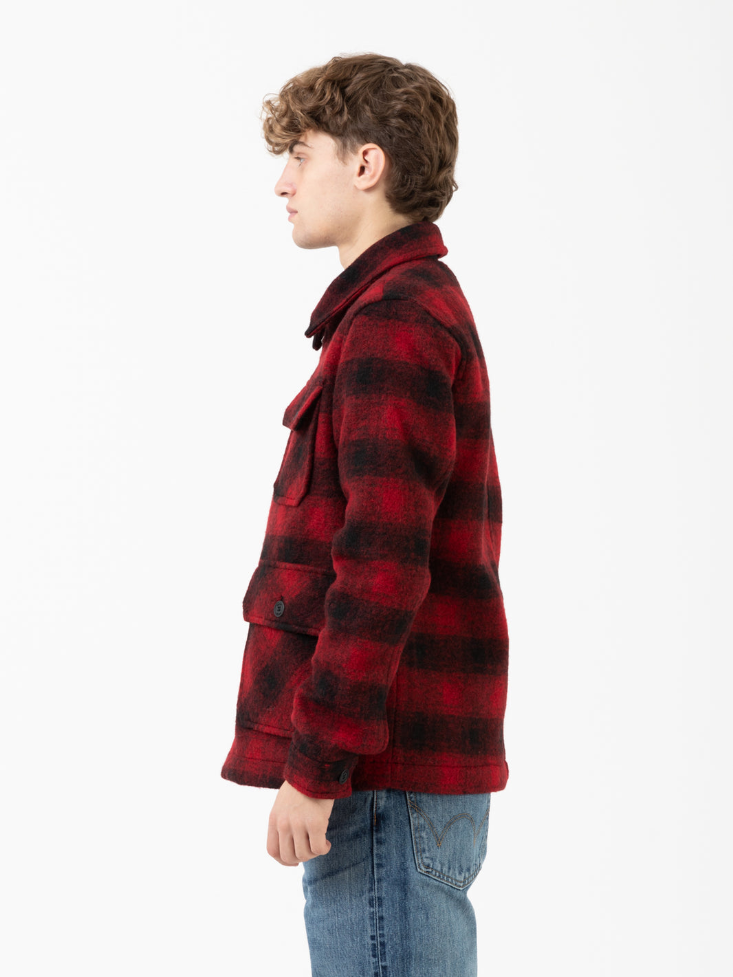 Giacca 3 tasche in lana cotta red check