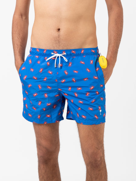 Swimming trunks allover crabs blue
