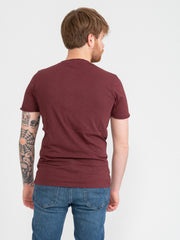 IMPURE - T-shirt fiammata bordeaux con taschino